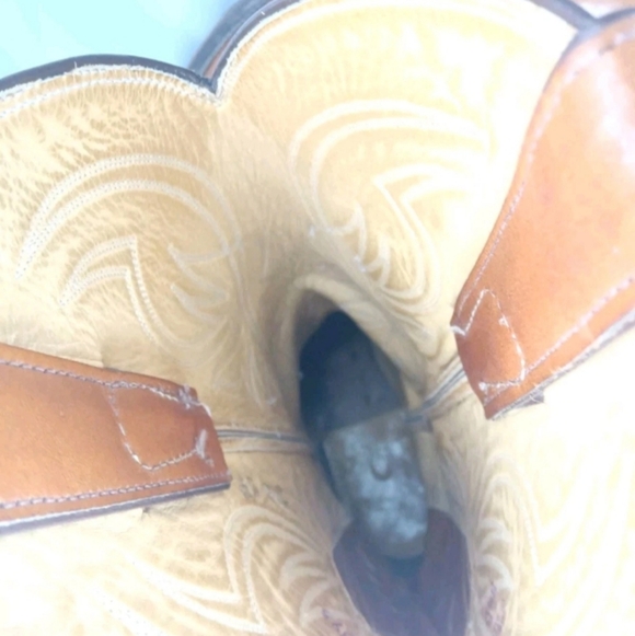 Justin Western Cowboy Boots Men's Size 8.5 B Brown Leather - Picture 11 of 16